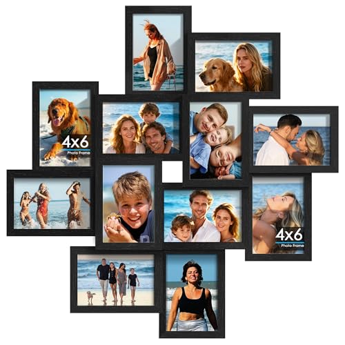 DUENPY 4x6 Collage Picture Frames, 12-Pack Solid Wood Photo Frame, Picture Frames Collage Wall Decor, Set with Glass Fron...