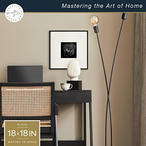 MCS Master & Co. Foundry Metal 18x18 Matted Picture Frame with 8x8 Photo Display, Black Vertical & Horizontal Wall Hanging...