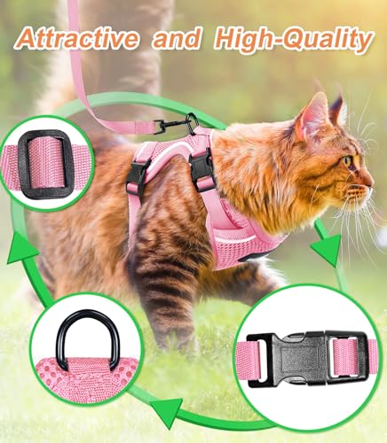 Halypet Cat Harness and Leash Set [ MAX Safety Third Generation ] Escape Proof Soft Adjustable Cat Leash Breathable Comfor...