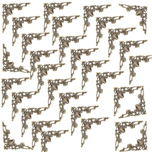30 Pcs Antique Edge Corner Decorative Protectors, Scrapbooking Albums Embellishment Photo Frame Jewelry Box Decorative Cor...