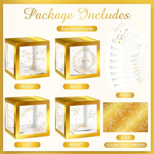 Pajean 50 Pcs Greenery Share a Memory Card for Celebration of Life Memory Cards Box with Transparent Windows Memory Box fo...