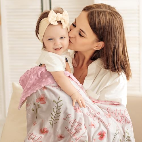 CIVARUA KIDS Floral Baby Blankets for Girls - Super Soft Nursery Minky Blanket, Newborn Baby Blanket with Double Layer Dot...