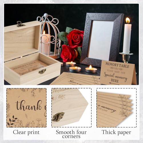 Lebsitey Share A Memory Card for Celebration of Life Decorations- 50 Pcs Memory Cards with Wooden Box for Funeral Graduati...