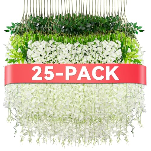 Alotiki Wisteria Hanging Flowers,Fake Hanging Flowers,Wisteria artificiales Garland for Home Wedding Arch Floral Party Gar...