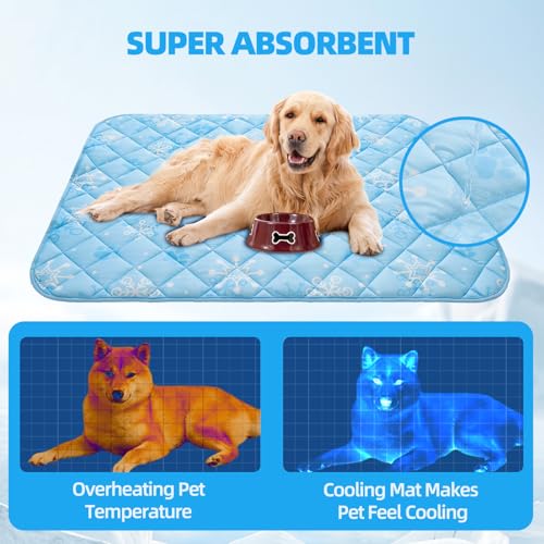 Homimp Dog Cooling Mat,15.5" x 19.5" Thicken Self-Cooling Mat for Dog&Cat,Internal Waterproof& Endothermic,Washable Pet Ic...