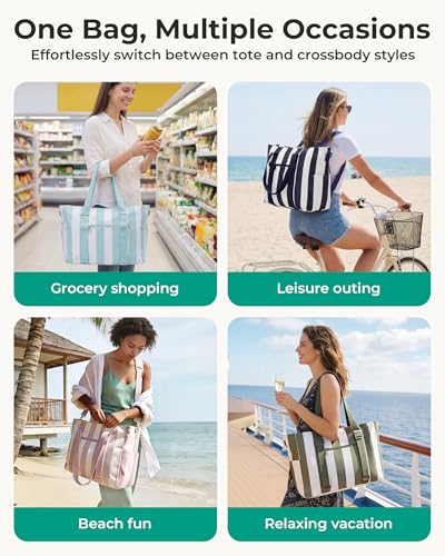 BAGSMART Large Beach Bag for Women, Oversize Tote Bag for Travel/Pool/Summer | 3-Ways to Carry, Cruise Essentials, Family ...
