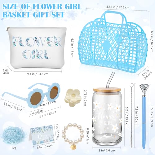 Havawish 8 Pcs Flower Girl Proposal Gifts Set Jelly Bag Will You Be My Flower Girl Basket Makeup Bag Cups Sunglasses Card ...