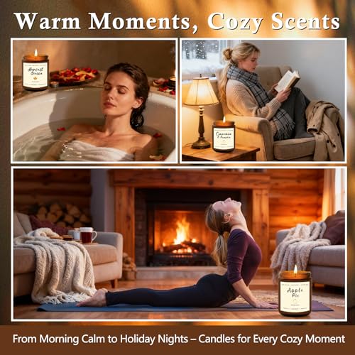Candles for Home Scented – Cinnamon Pumpkin, Apple Vanilla, Orange Jasmine Coconut, Cedarwood Spice – Long Lasting Soy Can...