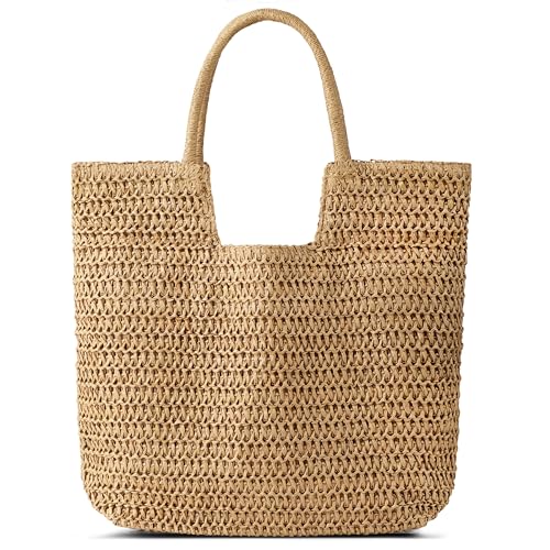 TOBEHIGHER Straw Beach Bags for Women - Summer Woven Tote Bag Shoulder Handbags, Large Beach Bag for Women for Holiday
