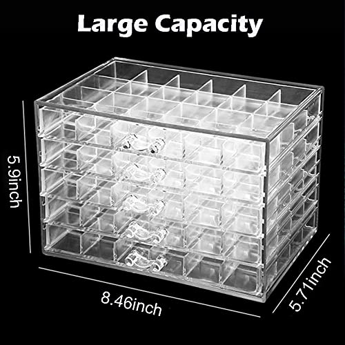 SPAKOWN Earring Organizer, Acrylic Jewelry Holder Organizer with 5 Drawers Stackable Earring Storage Case Jewelry Boxes fo...