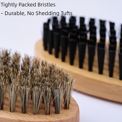 Goat Brushes for Grooming 2 Pack, Wooden Livestock Brush Set for Goats, Sheep, Calves, Horses, Dogs and Pigs, Soft Boar Br...