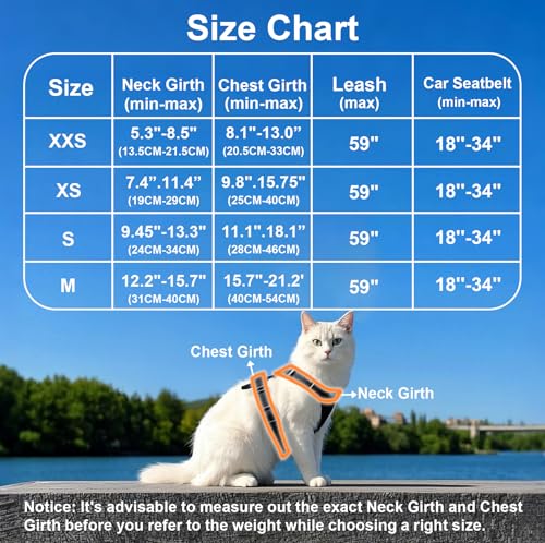 MingXpets Cat Harness and Leash for Walking, Retractable Cat Harnesses and Leash Set Escape Proof, Breathable Soft Kitten ...