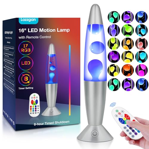 Lazzgan 17 Color Changing LED Liquid Motion Lamp: 16 inches Night Lights with Remote Control, Home Decoration Mood Lightin...