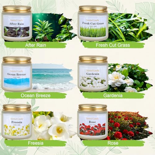 Aeraroma 6 Pack Spring Candles for Home Scented, Spring Scented Candles for Women Men, 21oz Natural Soy Wax Candle, Scente...
