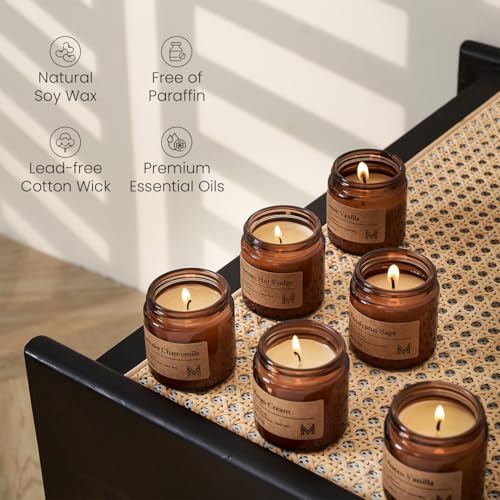 M&SENSE 6 Pack Christmas Candle Gift Set, Aromatherapy Candle Gift for Men and Women, Soy Wax Candles Home Scented, Long L...