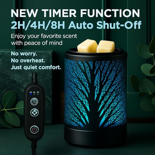 MeplLivs Wax Melt Warmer 2-in-1 Candle Wax Warmer with Timer-PTC Heating Plate with 7 Colors LED Changing Light Reusable S...