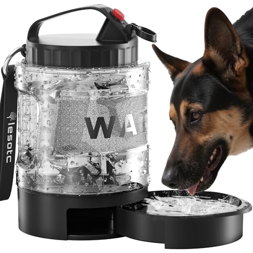 lesotc Dog Travel Water Bottle Portable with Pull-Out Drinking Bowl, 77oz Large Travel Water Bowl Dispenser for Dogs Campi...