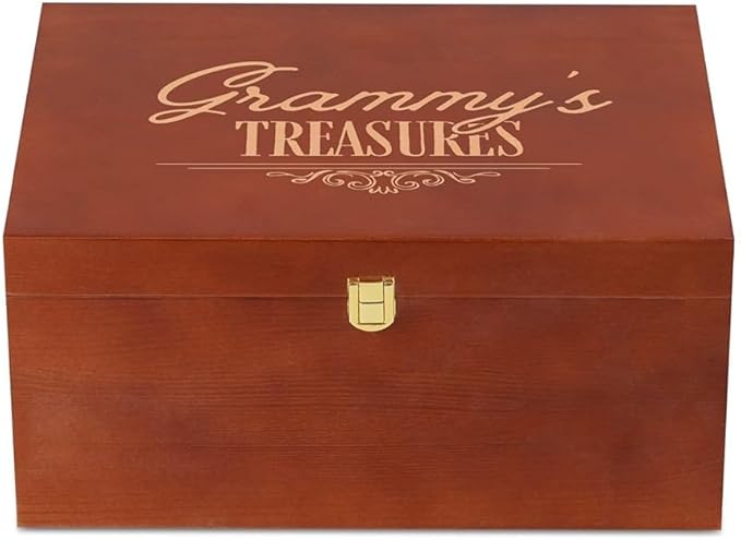 InnoBeta Grammy Gifts for Grandma, Large Keepsake Boxes with Lid, Wooden Storage Boxes, Decorative Organizer with Lid for ...
