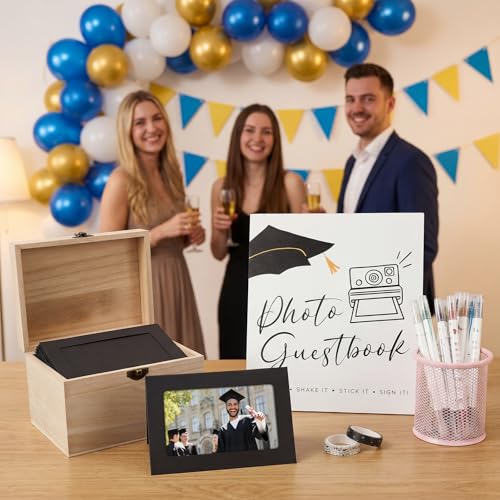 Epakh Class of 2026 Graduation Wishes Cards Box Graduation Party Photo Frame Note Cards for 4" x 6" Photos with 10 Metalli...