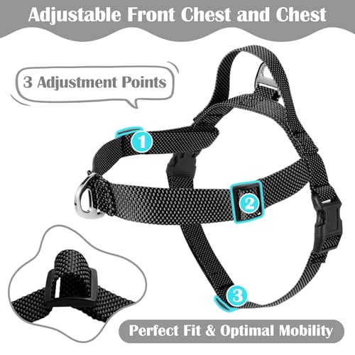Annchwool No Pull Dog Harness with Front Clip and Easy Control Handle-Belly & Chest Adjustable Dog Harness and Leash Set f...