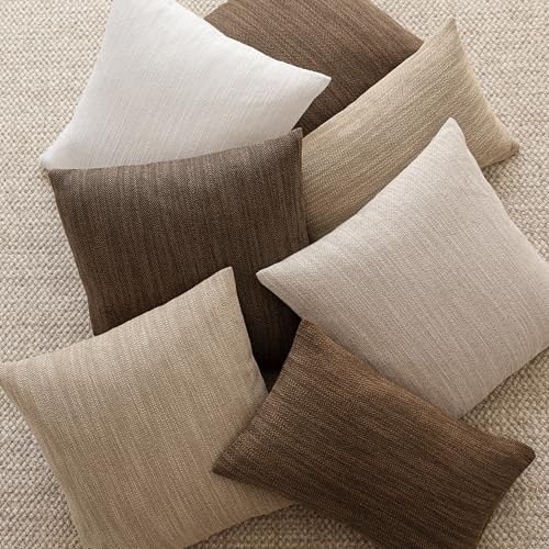 Foindtower Set of 2 Decorative Textured Burlap Linen Throw Pillow Covers Farmhouse Boho Cushion Cover Solid Accent Pillowc...