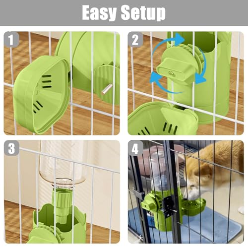 TOKAYIFE Pet Water Bottle for Cage Crate 26oz Automatic Feeding Water Dispenser for Dog Cat Rabbit (Green, 26oz)