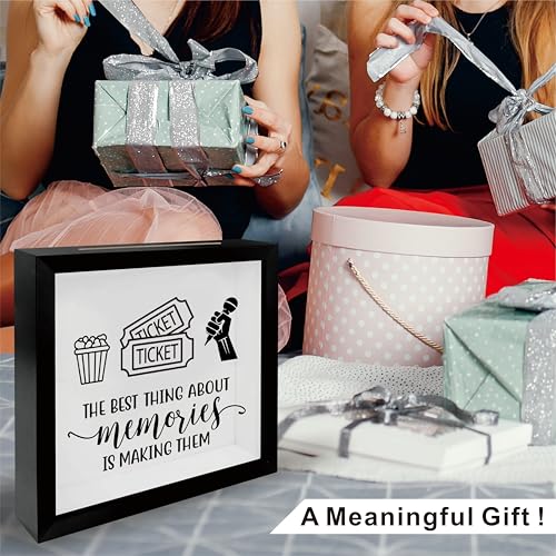 8 x 8 Inch Wooden Shadow Box Frame with Shelves Slot - The Best Thing About Memories is Making Them - Money Savings Bank T...