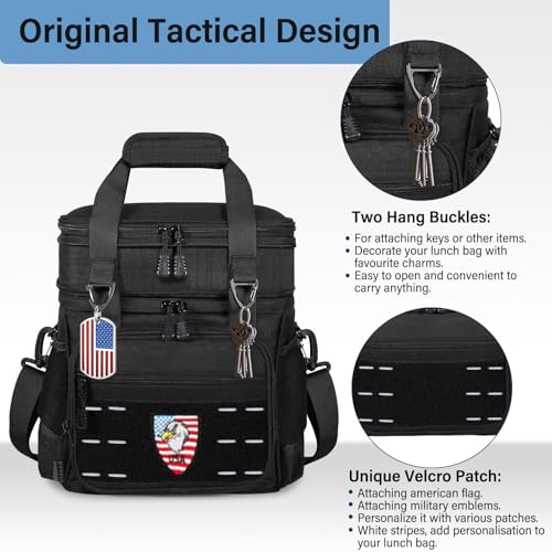 Lunch Box Cooler Bag - Tactical Insulated Lunchbox for Men - Large Soft Expandable Lunch Pail for Adults Work Outdoor Shif...