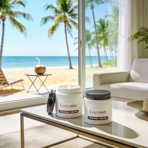 Waxcanpy Coconut Scented Candles for Women, Soy Candle Gift Set, Tropical Coconut Candles, 2 Pack Aromatherapy Candles for...