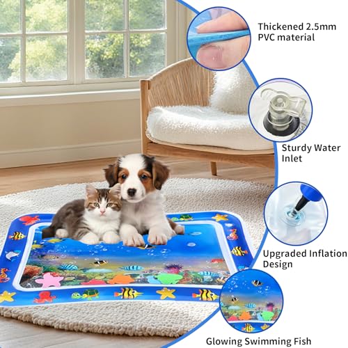 JWVGWV 2 PCS Large 2mm Thickened Cat Water Mat, Interactive Cat Sensor Play Mat for Indoor Cats to Exercise, Anti-Scratch ...