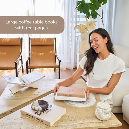 Moncur Home Faux Books for Decoration Coffee Table Books set of 3 Decorative Books Neutral Room Decor Aesthetic Shelf Deco...