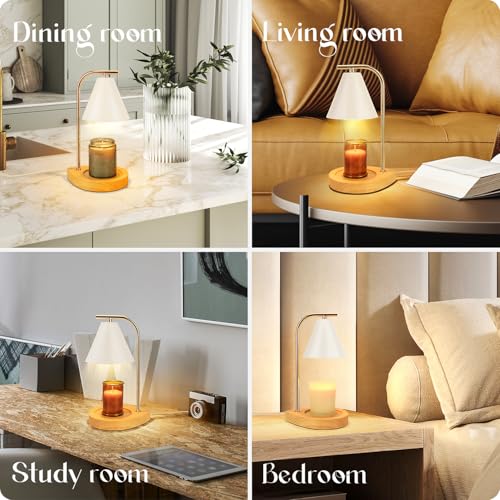 Aimoptg Candle Warmer Lamp with Retro Wooden Base - Home Decor Wax Melt for Small and Large Jar Candles, Candle Heater Lam...