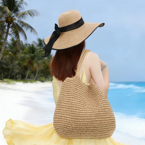Freie Liebe Summer Straw Beach Bags for Women Large Woven Shoulder Handbags Boho Tote Bag for Vacation, Travel