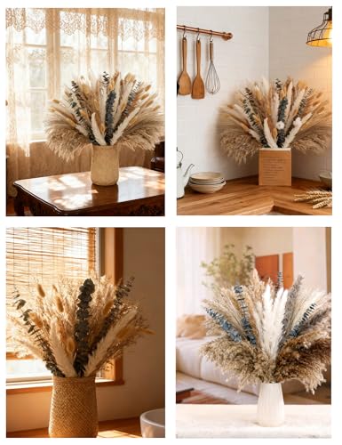 xin's convey 120 PCS Dried Pampas Grass, Dried Flowers, Reed Grass Bouquet for Bohemian Flowers Home Table Wedding Decorat...