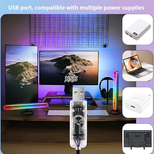LLdshun RGB Light Bar for Desk 2 Pack USB Powered Ambient Table Lamp with App & Remote Control Color Changing LED Mood Lig...