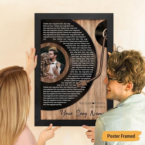 VICILO Husband Gifts - Customized Song Lyrics Canvas Framed Personalized Gifts for Him - Perfect Song Chords Couple One Ye...