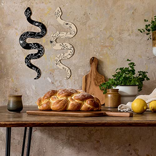 Gerrii Set of 2 Earthy Room Decor Wall Art Boho Witchy Wooden Snake Decor Natural Aesthetic Wall Hanging Boho Art for Apar...