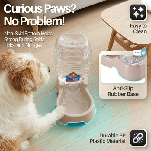 Flexzion Automatic Gravity Pet Waterer for Cat & Dog - Non-Skid & Easy-Clean Auto Replenish Water Dispenser Drinking Bowl...
