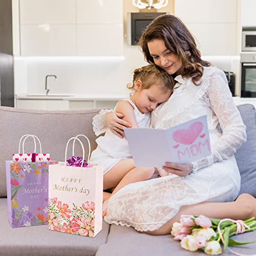 BLEWINDZ 32 Pcs Mother's Day Bags with 32 Pcs Tissue Papers, 8.7” Small Happy Mothers Day gift Bag Bulk with Handle for th...