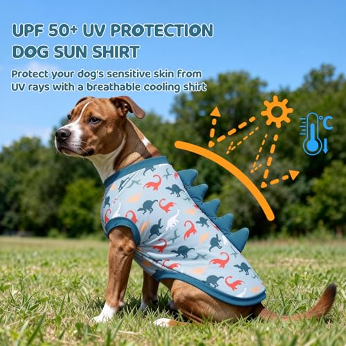 UNIPUP UPF 50+ Sun Protection Dog Shirt - Sleeveless Cooling Vest for Large Dogs Boy, Quick-Dry Pet T-Shirt with Funny Din...