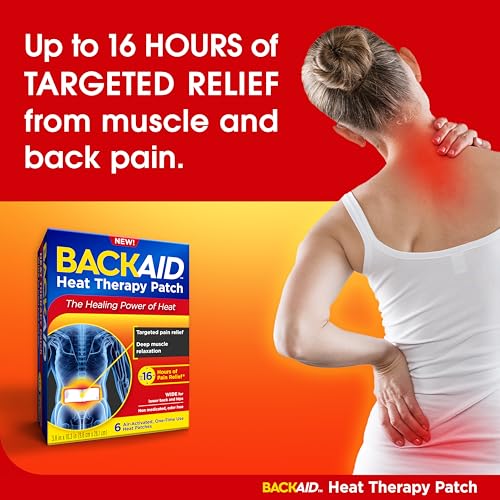 Backaid Heat Therapy Patch, Air-Activated Therapeutic Heat, Wide for Lower Back and Hip Pain Relief, 6 Count