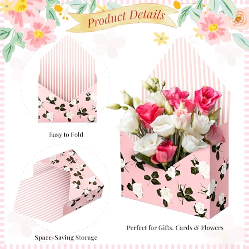 Lyforpyton 9 Pcs Mother's Flower Arrangement Gifts Boxes , Envelope Gift Box For Flowers , Foldable Decorative Bouquet Pac...