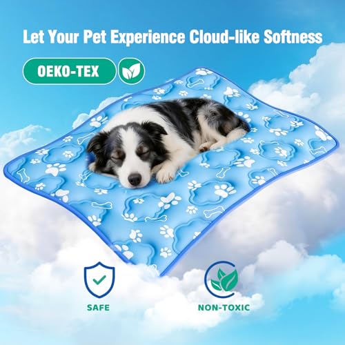 Dog Cooling Mat for Extra Large Dogs, Cool Dog Bed Mat for Indoor & Outdoor, Q-Max>0.5, Machine Washable Non-Toxic Pet Sel...