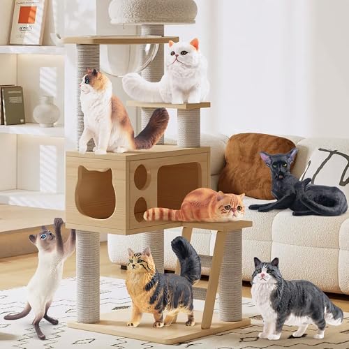 EYSCOTA 12PCS Realistic Cat Figurines, Plastic Cat Figure, Cat Cake Topper Kitten Toy Easter Egg Birthday Gift for Kids an...