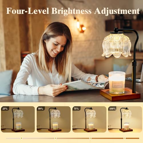 Shevvi Candle Warmer Lamp with Timer, Dimmable Candle Warmer for Jar Candles, Gifts for Women Mom, Height Adjustable Wax M...