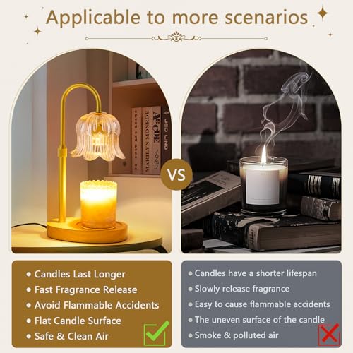 CRMILL Candle Warmer Lamp Electric Timer - Candles Warming Light Height Adjustable Dimmable Warmers Flower Lamps No Flame ...