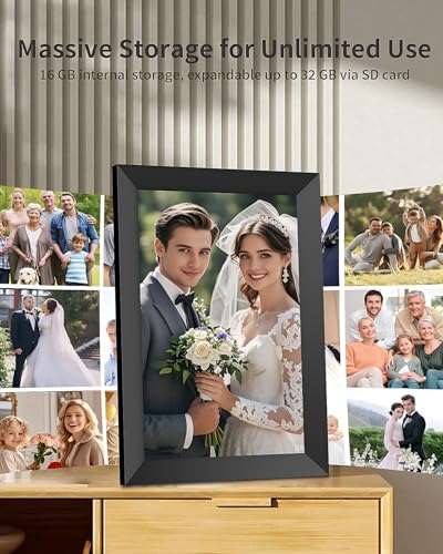 Frameo Digital Picture Frame, 10.1 Inch Smart WiFi Photo Frame with 1280x800 HD IPS Touch Screen, Auto-Rotate, Wall Mounta...