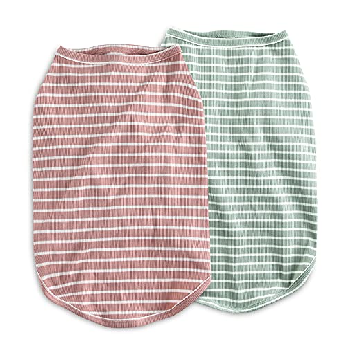 Koneseve Dog Shirt Vest Lightweight Stretchy Dog T-Shirts Soft Cool Sleeveless Stripe Vests Breathable Clothes for Puppy K...