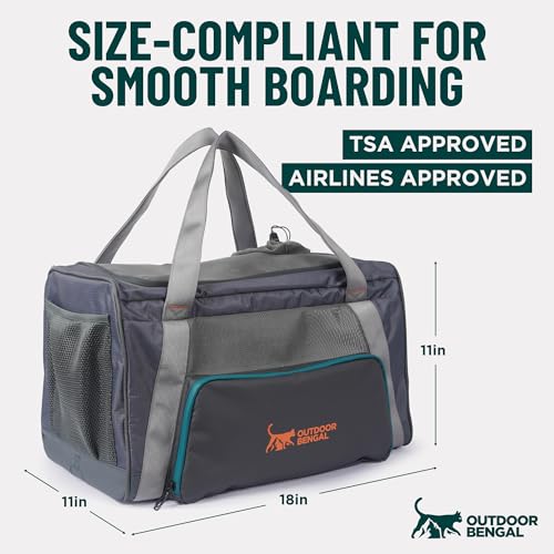 OutdoorBengal Zeppelin™ Airline-Approved Large Cat Carrier Soft – TSA-Approved Pet Carriers with Top Opening for Plane and...