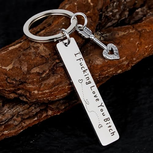 Teniinet Best Friend Keychain for Women, Stainless Steel Key Chain Engrave I Fking Love You Bith Birthday Christmas Friend...
